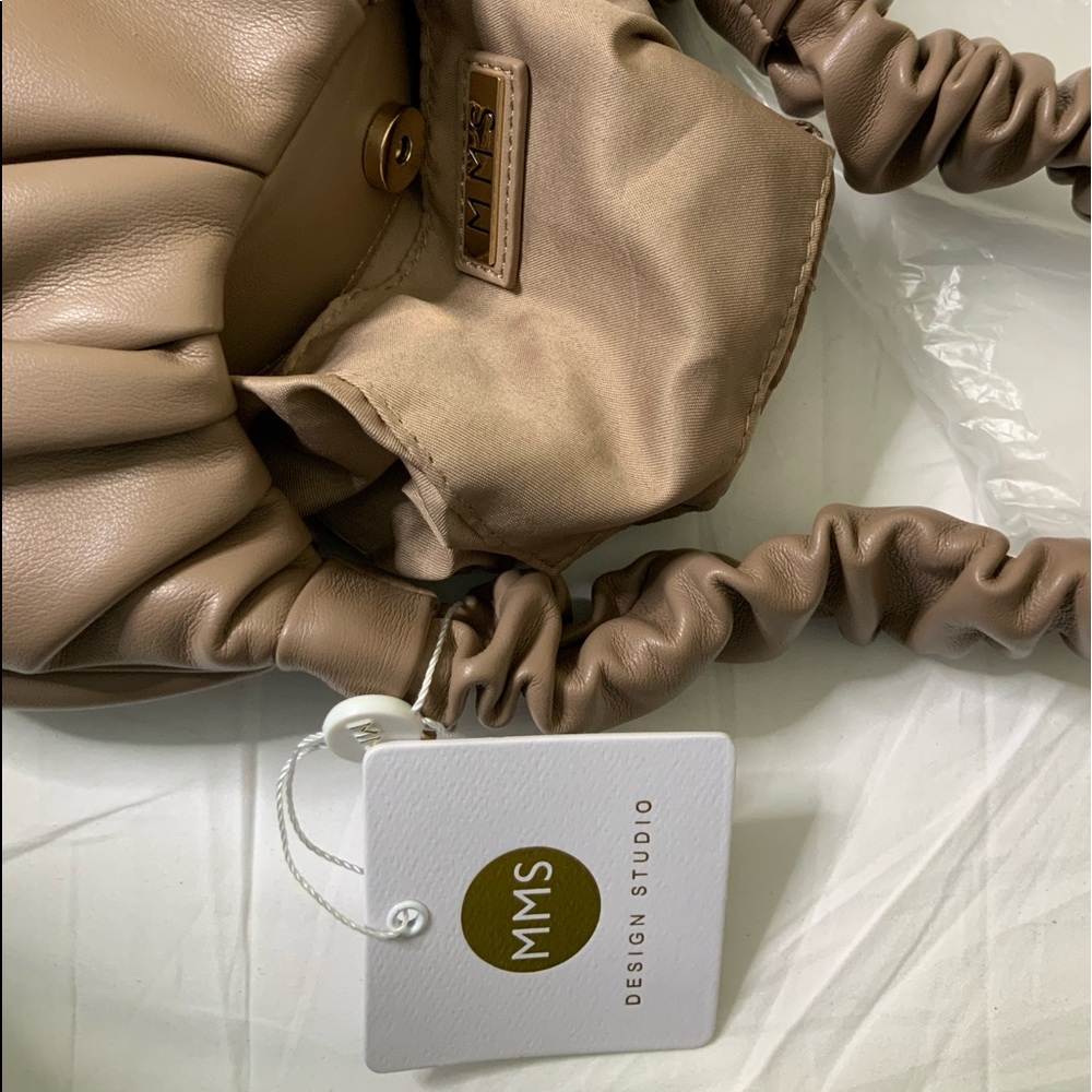 Taupe Ruched Mini Handbag NWT - Picture 8 of 10
